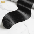 Luxury raw Vietnamese straight hair bundle on white marble surface
